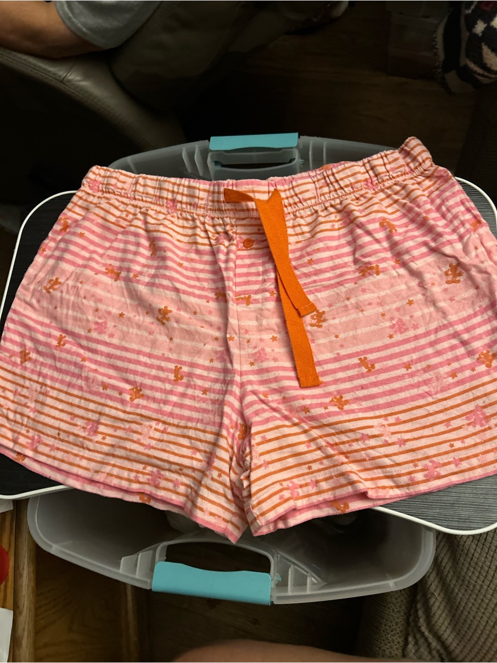 Disney Pink and Orange Striped Athletic Lounge Shorts